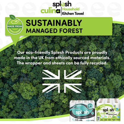 Splesh Toilet Roll Quilted White 48 Rolls with Culina Kitchen Towel 12 Rolls