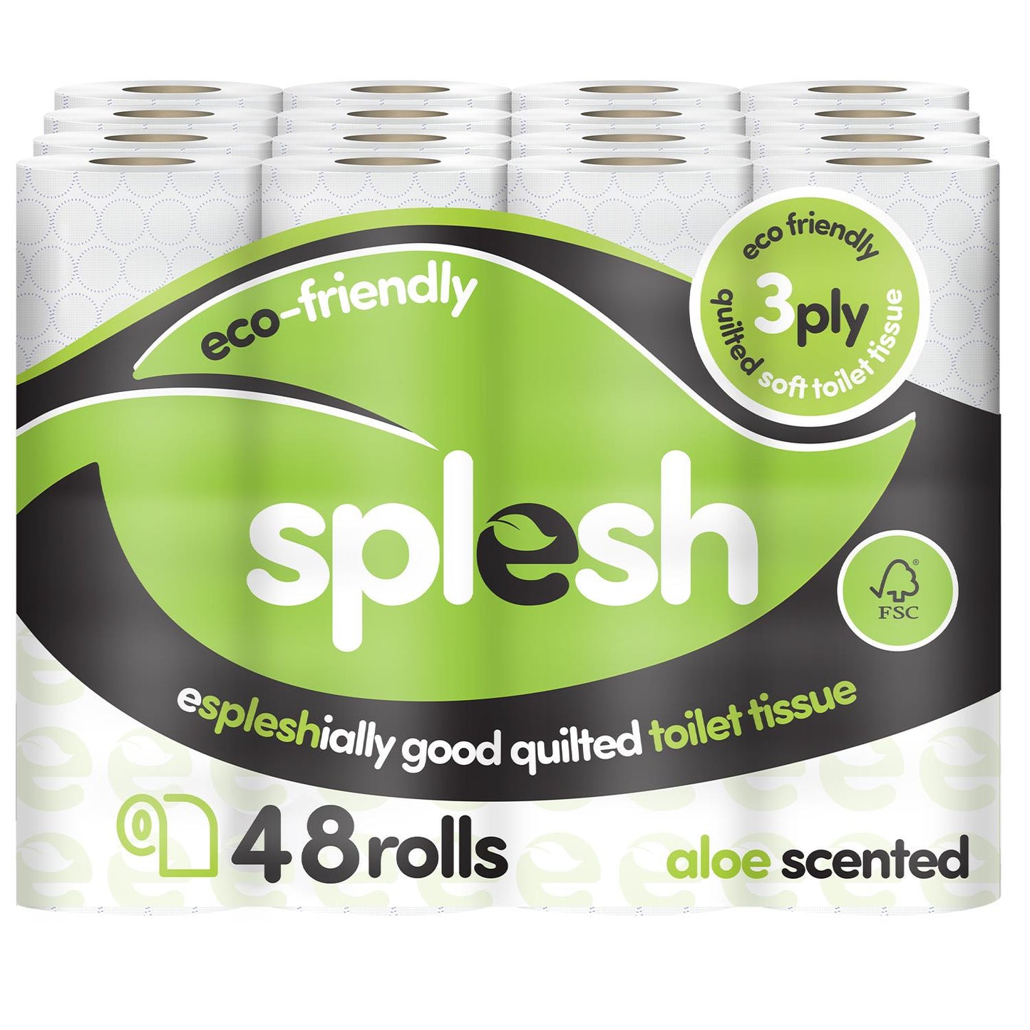 Splesh Soft & Quilted White, Lavender Aloe Vera or Lemon Toilet Tissue 48 Rolls