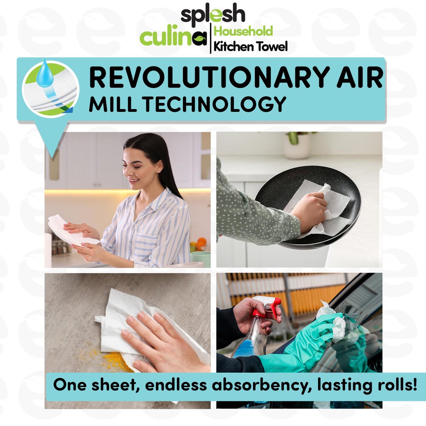 Splesh Toilet Roll Quilted White 120 Rolls with Culina Kitchen Towel 18 Rolls