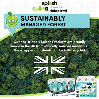 Splesh Toilet Roll Quilted White 120 Rolls with Culina Kitchen Towel 18 Rolls