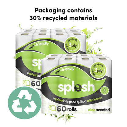 Splesh Toilet Roll Soft & Quilted 3Ply AloeVera Scented Toilet Tissue, 120 Rolls