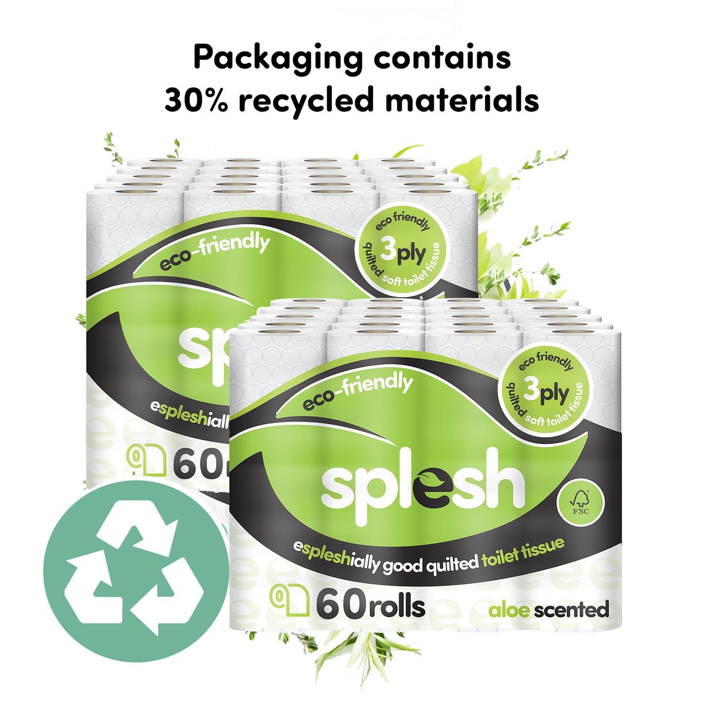 Splesh Soft & Quilted White, Lavender, Aloe Vera, Watermelon or Luna Bloom Toilet Tissue 120 Rolls