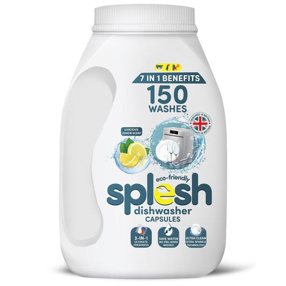 Splesh Cleaning Bundle of 3-in-1 Dishwasher 150 Capsules & Laundry 140 Capsules