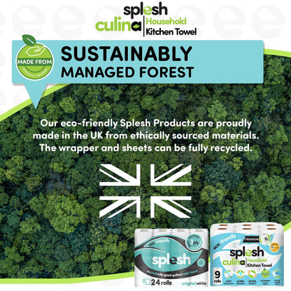 Splesh Toilet Roll Quilted White 24 Rolls with Culina Kitchen Towel 9 Rolls