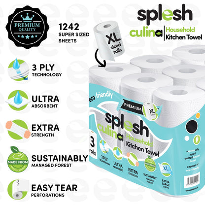 Splesh Toilet Roll Quilted White 120 Rolls with Culina Kitchen Towel 18 Rolls
