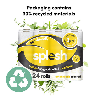 Splesh Soft & Quilted White, Lavender Aloe Vera or Lemon Toilet Tissue 24 Rolls