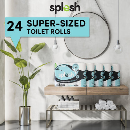 Splesh Toilet Roll Quilted White 24 Rolls with Culina Kitchen Towel 9 Rolls