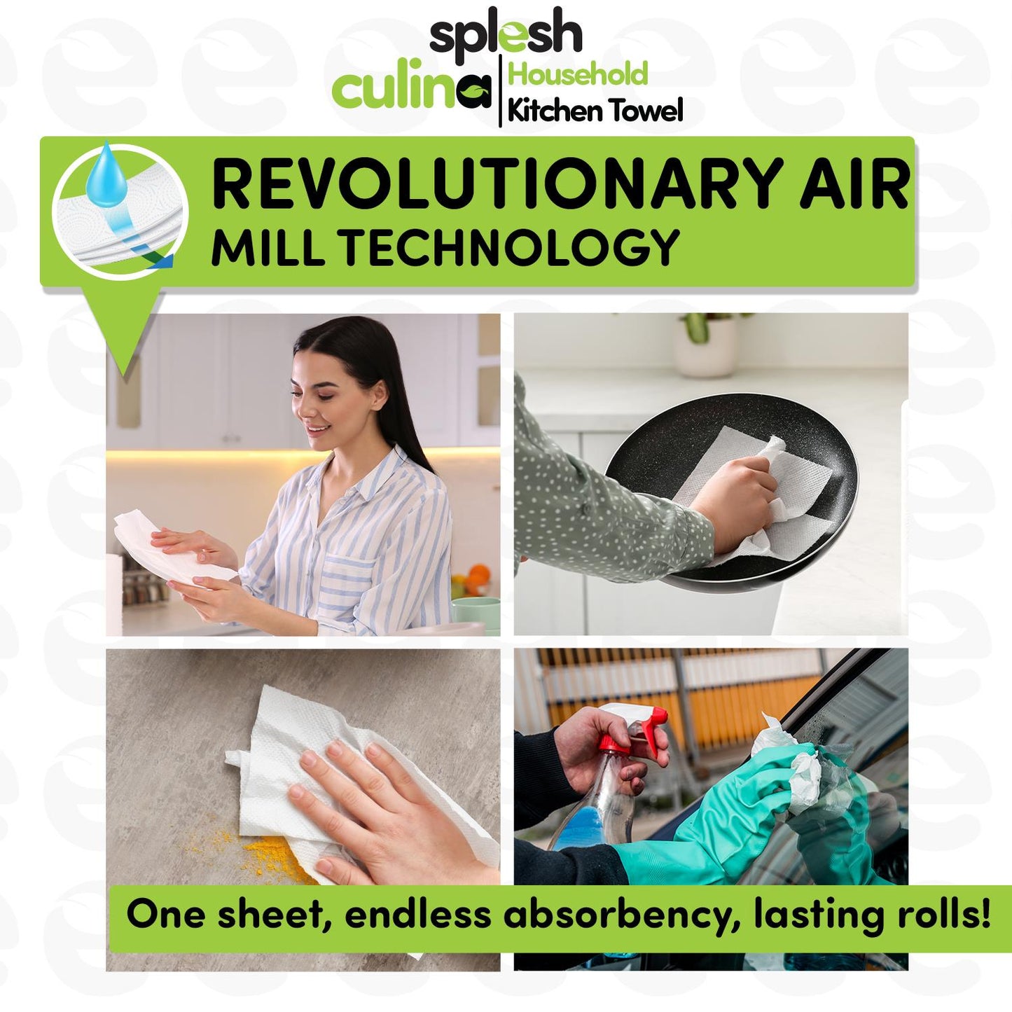 Splesh Toilet Roll Quilted White 60 Rolls with Culina Kitchen Towel 15 Rolls