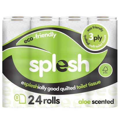 Splesh Soft & Quilted White, Lavender Aloe Vera or Lemon Toilet Tissue 24 Rolls
