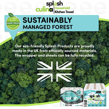 Splesh Toilet Roll Quilted White 60 Rolls with Culina Kitchen Towel 18 Rolls