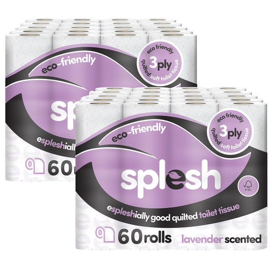 Splesh Soft & Quilted White, Lavender, Aloe Vera, Watermelon or Luna Bloom Toilet Tissue 120 Rolls