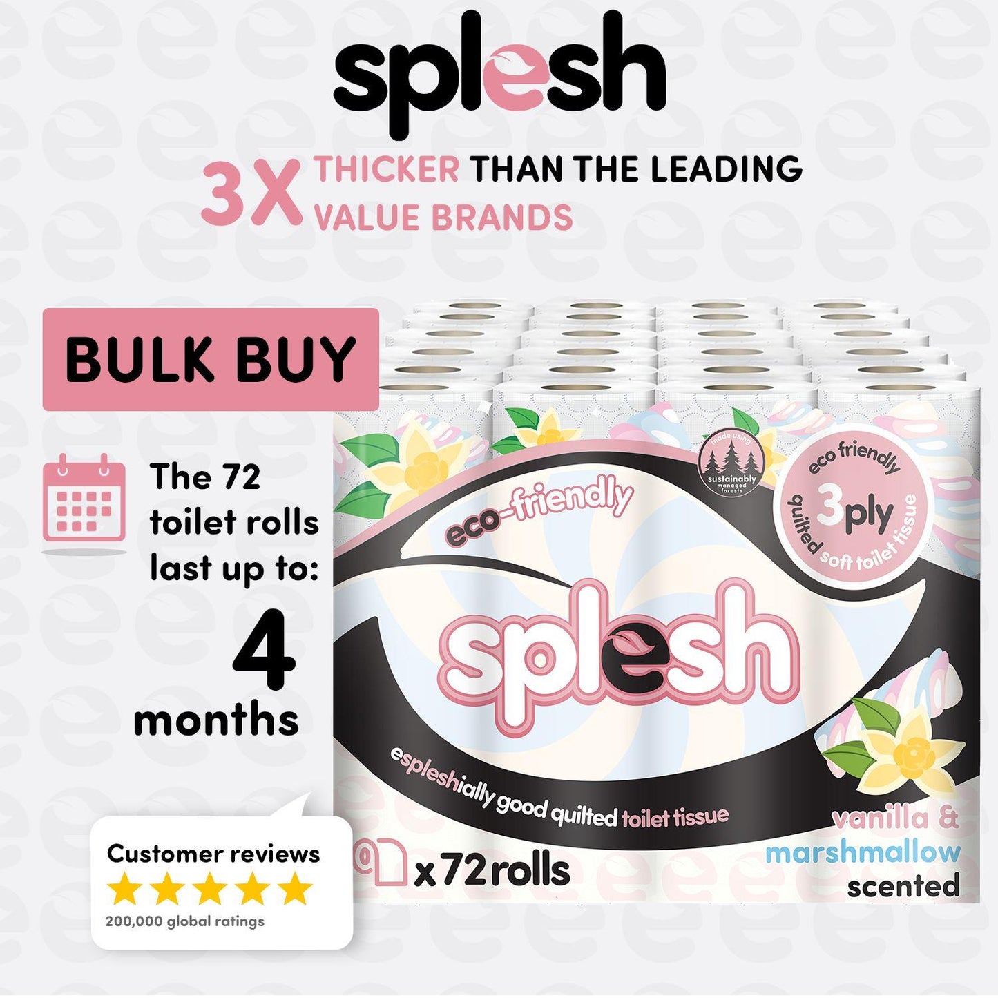 Splesh Super Saver 72 Toilet Rolls Variety Pack (36 Vanilla+36 Lavender Rolls)