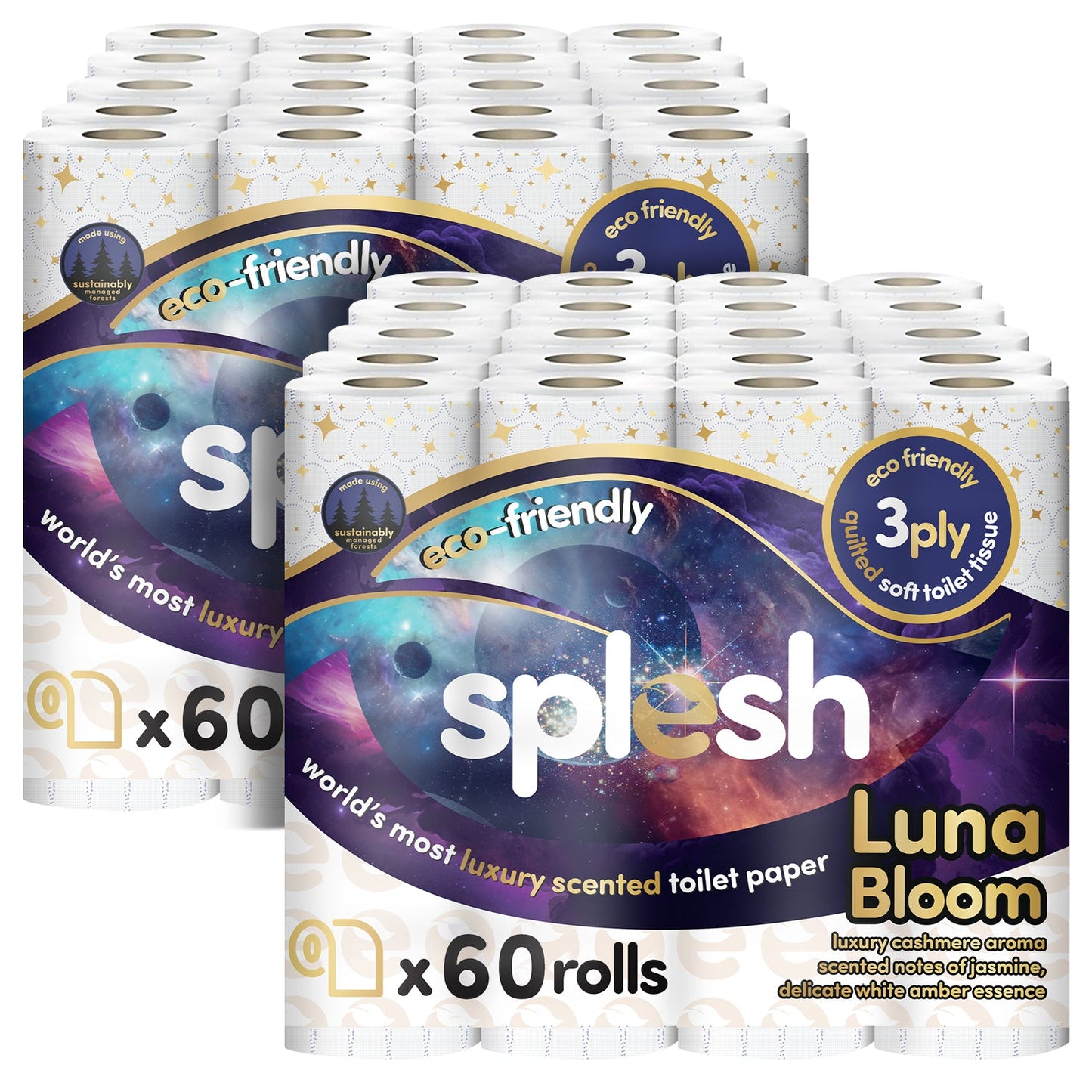 Splesh Soft & Quilted White, Lavender, Aloe Vera, Watermelon or Luna Bloom Toilet Tissue 120 Rolls