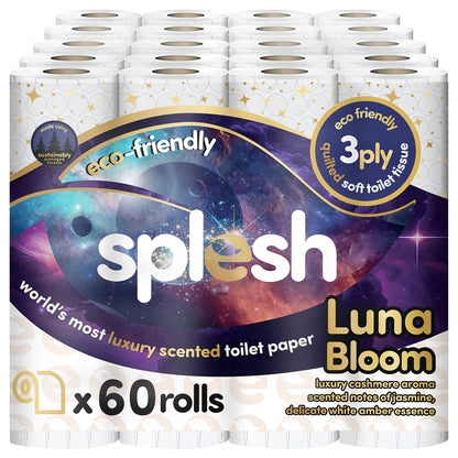 Splesh Quilted Luna Bloom 3-Ply Luxury Scented Toilet Tissue Paper, 60 Rolls