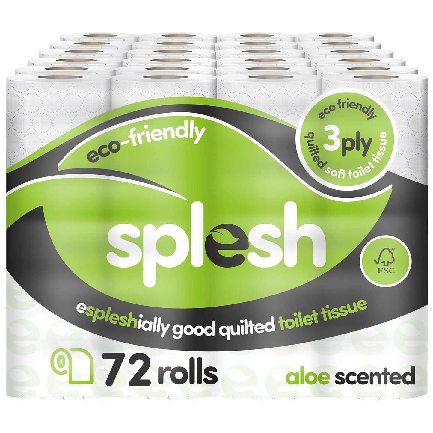 Splesh Toilet Roll Eco-Friendly, Soft & Quilted, Aloe Vera (72 Rolls)