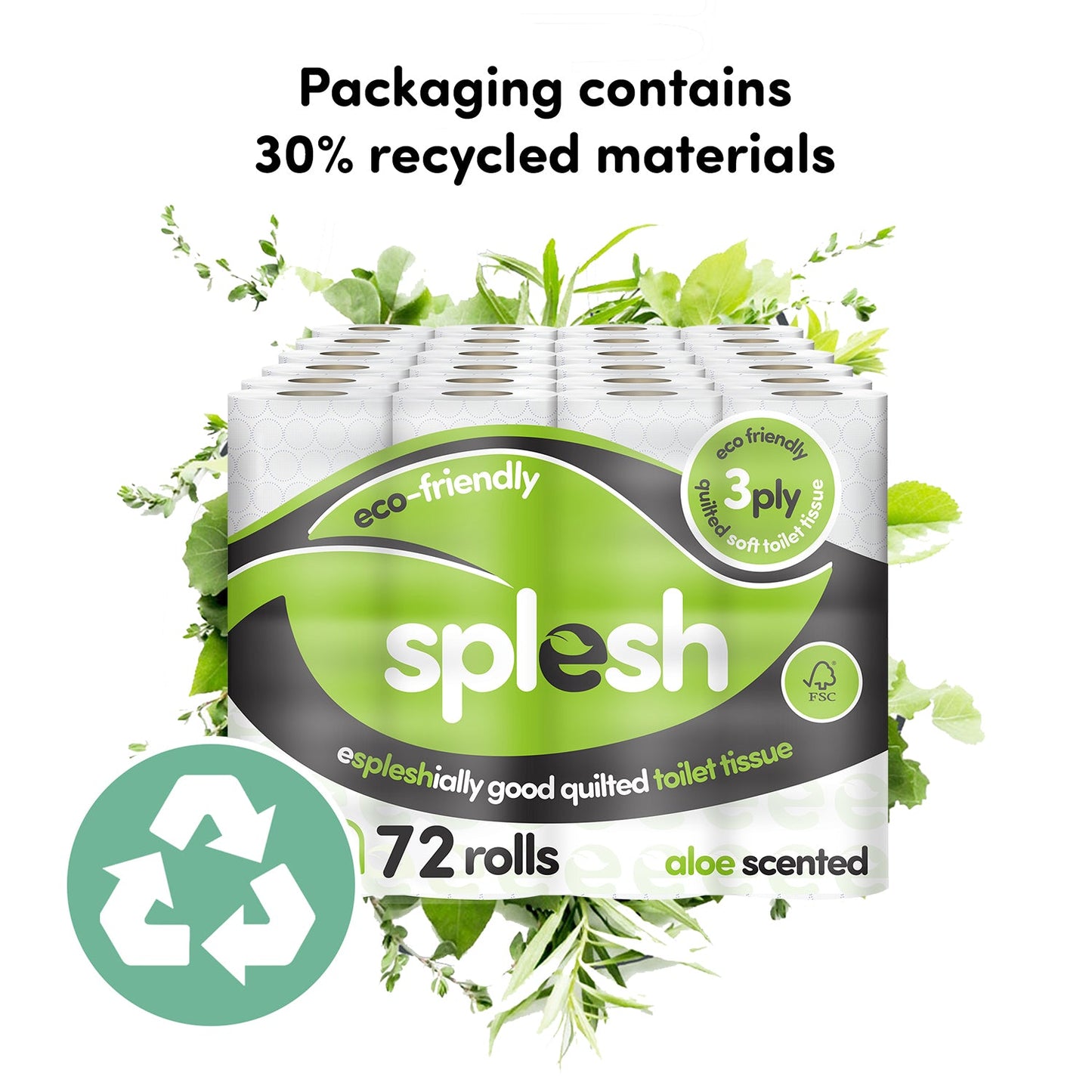Splesh Toilet Roll Eco-Friendly, Soft & Quilted, Aloe Vera 84 Rolls