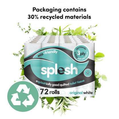 Splesh Toilet Roll, Soft & Quilted Eco-Friendly, White, 84 Rolls