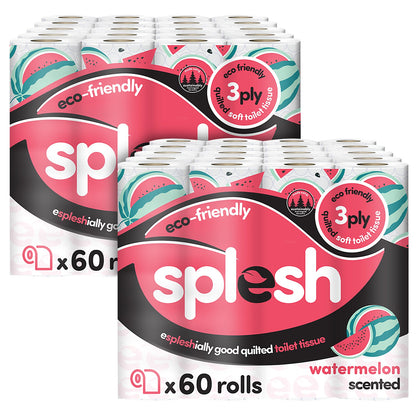 Splesh Soft & Quilted White, Lavender, Aloe Vera, Watermelon or Luna Bloom Toilet Tissue 120 Rolls
