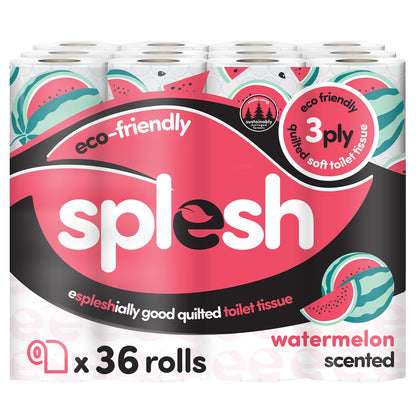 Splesh Quilted Toilet Roll Luxury Watermelon 3-Ply Soft Toilet Paper, 36 Rolls