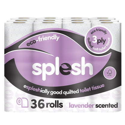 Splesh Toilet Roll, Soft & Quilted Eco-Friendly Lavender, 36 Rolls