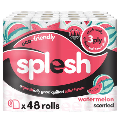 Splesh Quilted Toilet Roll Luxury Watermelon 3-Ply Soft Toilet Paper, 48 Rolls