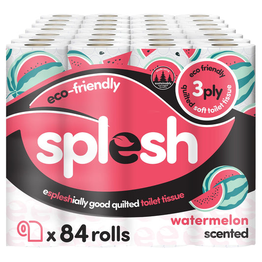 Splesh Quilted Toilet Roll Luxury Watermelon 3-Ply Soft Toilet Paper, 84 Rolls
