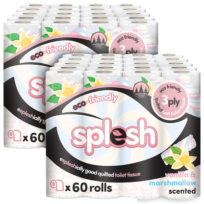 Splesh Soft & Quilted White, Lavender, Aloe Vera, Watermelon or Luna Bloom Toilet Tissue 120 Rolls