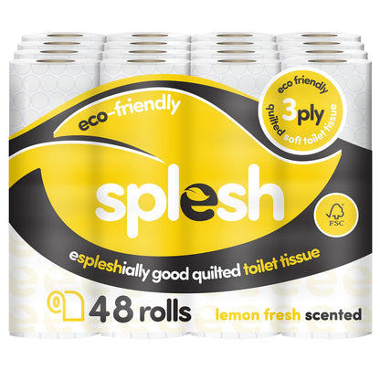 Splesh Soft & Quilted White, Lavender Aloe Vera or Lemon Toilet Tissue 48 Rolls