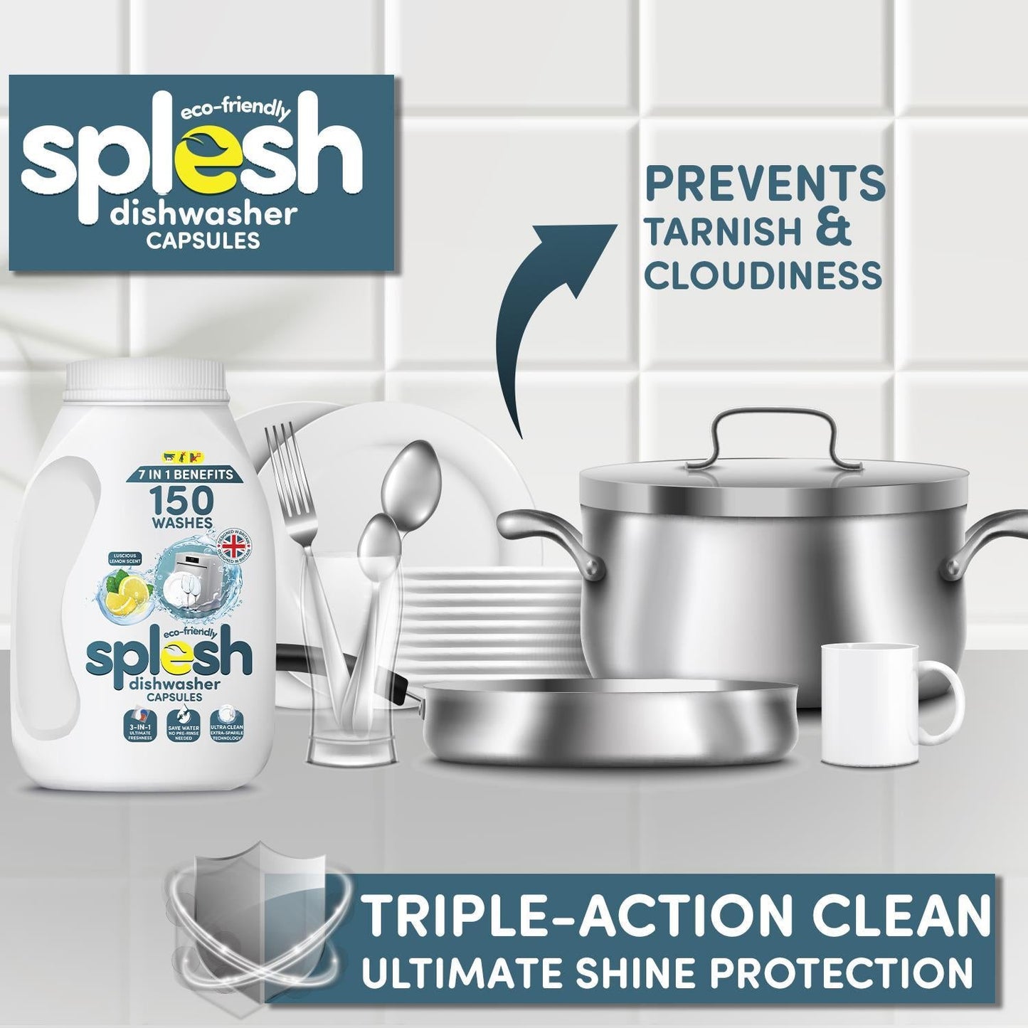 Splesh Cleaning Bundle of 3-in-1 Dishwasher 150 Capsules & Laundry 140 Capsules