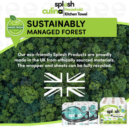 Splesh Toilet Roll Quilted White 120 Rolls with Culina Kitchen Towel 15 Rolls