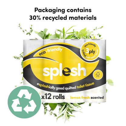 Splesh Soft & Quilted White, Lavender Aloe Vera or Lemon Toilet Tissue, 12 Rolls