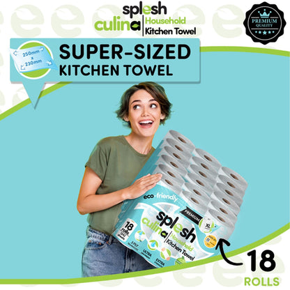 Splesh Toilet Roll Quilted White 60 Rolls with Culina Kitchen Towel 18 Rolls