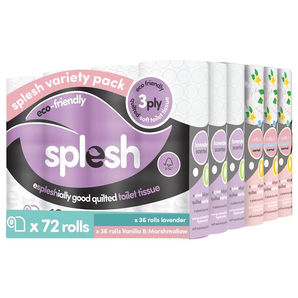 Splesh Super Saver 72 Toilet Rolls Variety Pack (36 Vanilla+36 Lavender Rolls)